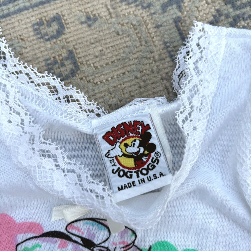 Vintage Disney Toddler Tank Top Minnie Mouse Skateboard Lace Trim Jog Togs USA - Picture 3 of 8